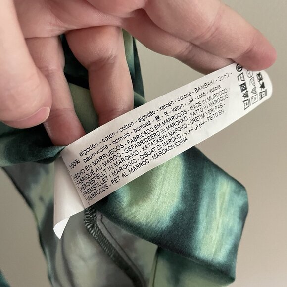 Zara Women S Green Tie Dye Printed Knot Hem Asymmetrical One Shoulder Top NWT - Picture 11 of 12